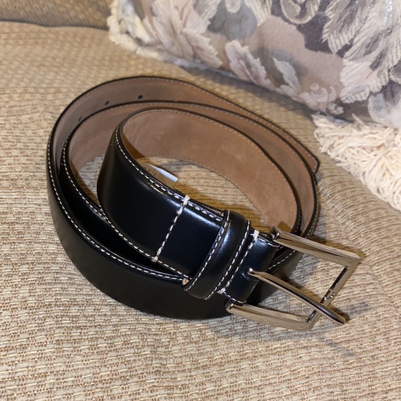♣️NWT Cole Haan Black Stitched Genuine Leather Belt - Picture 2 of 14